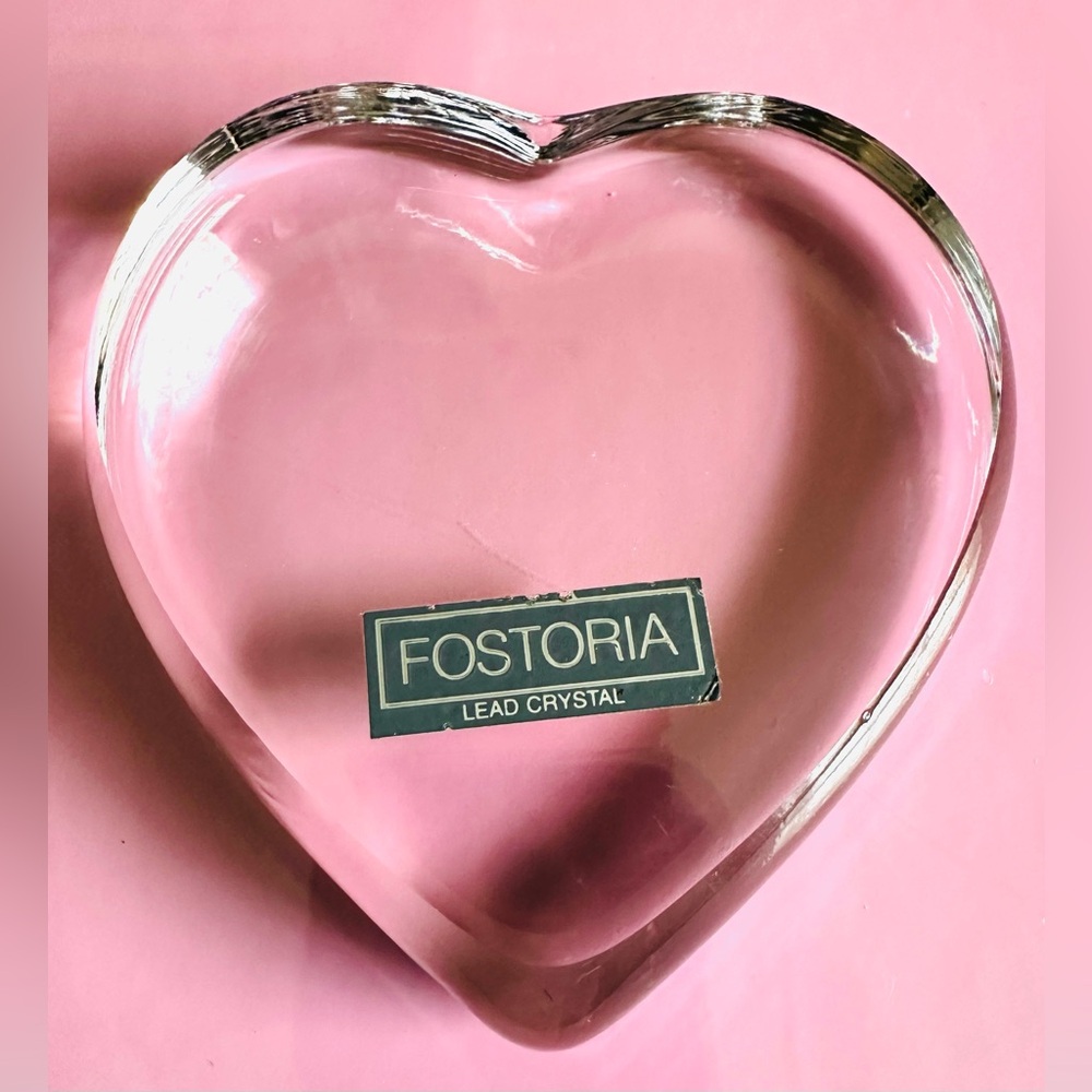 Fostoria Heart Lead Crystal Paperweight